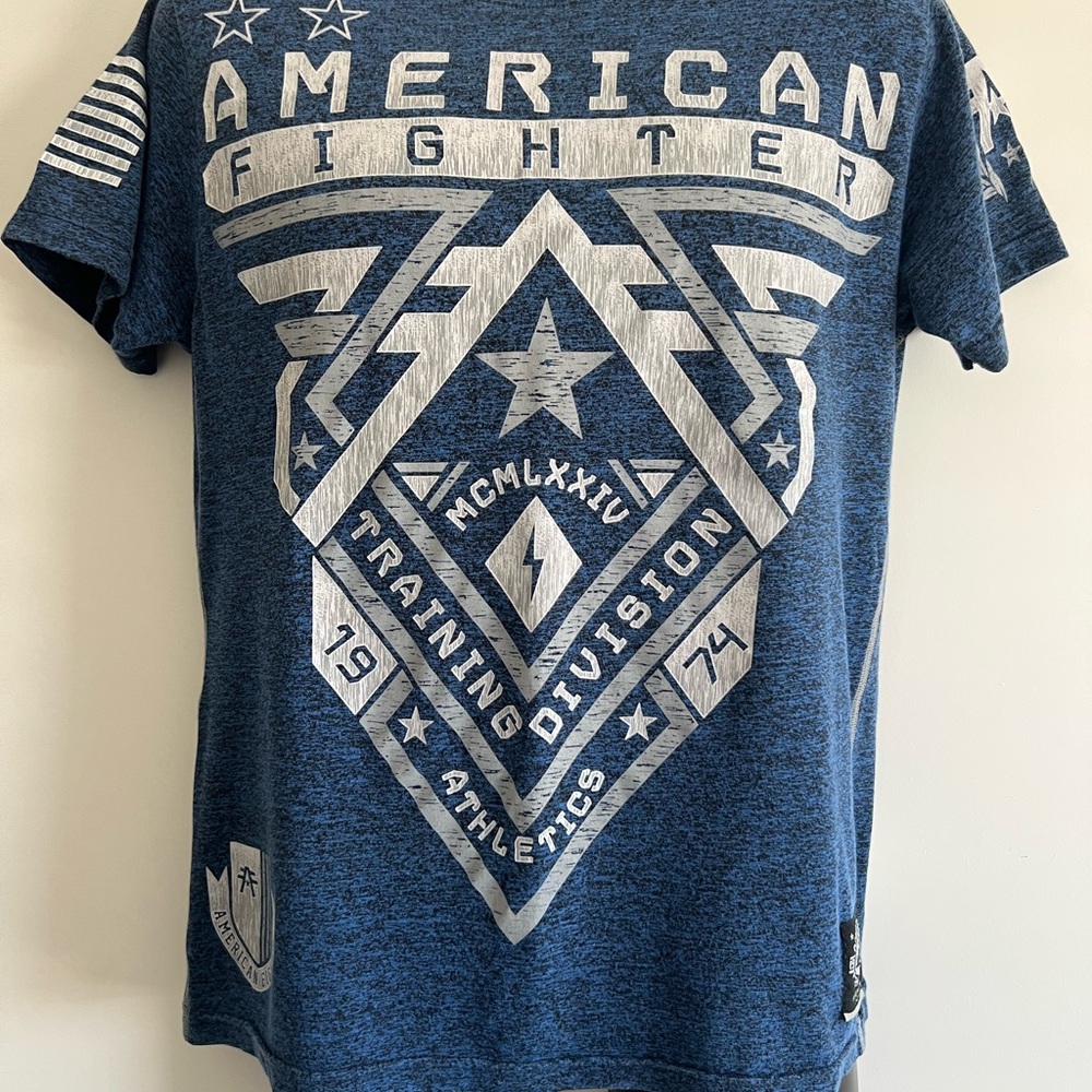 American Fighter Blue and White Short Sleeve Tee